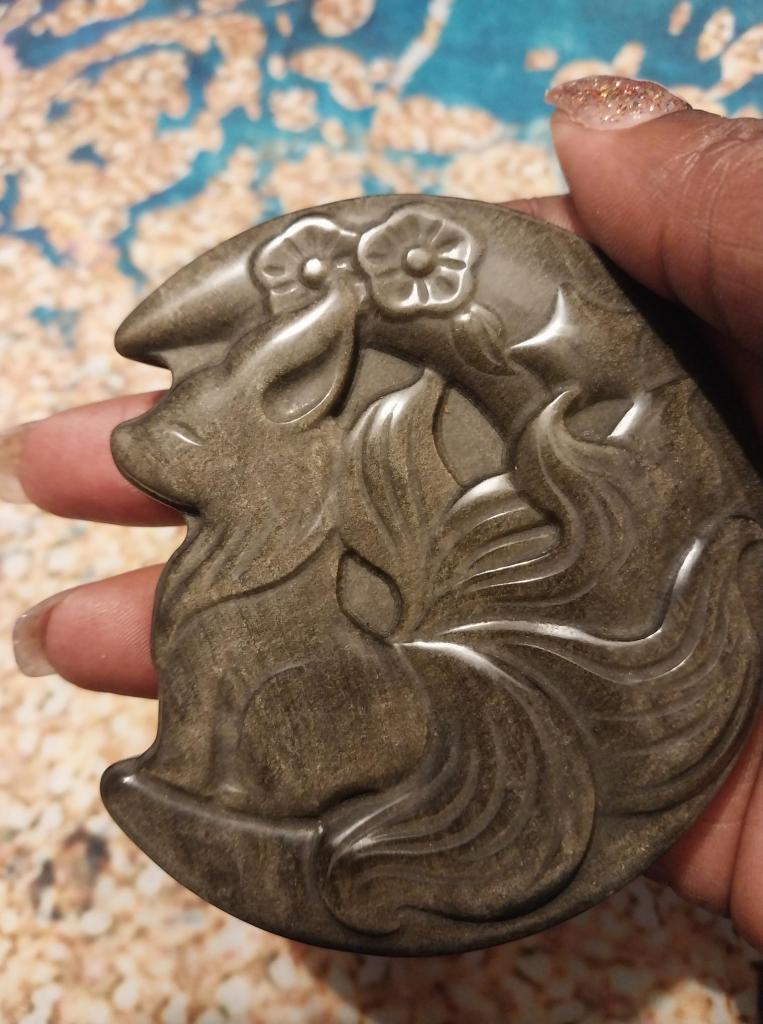 Obsidian Kitsune Carving